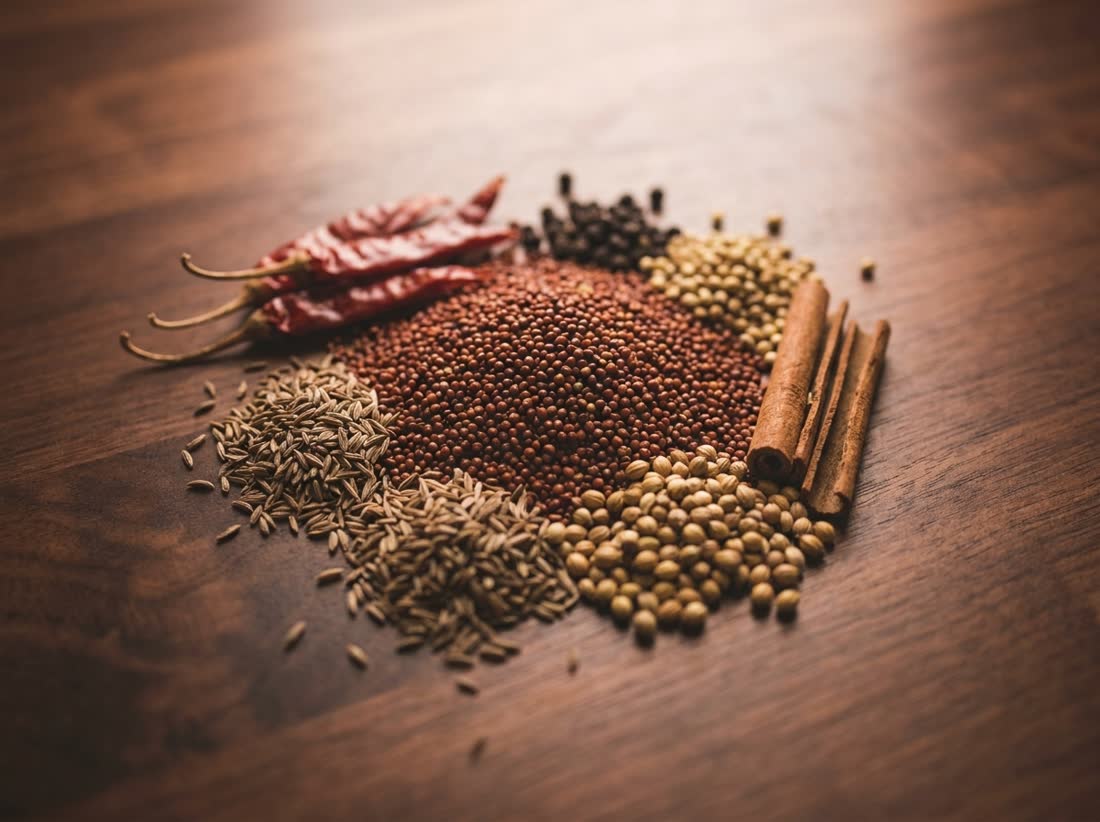 Ragi flour and whole spices being sourced