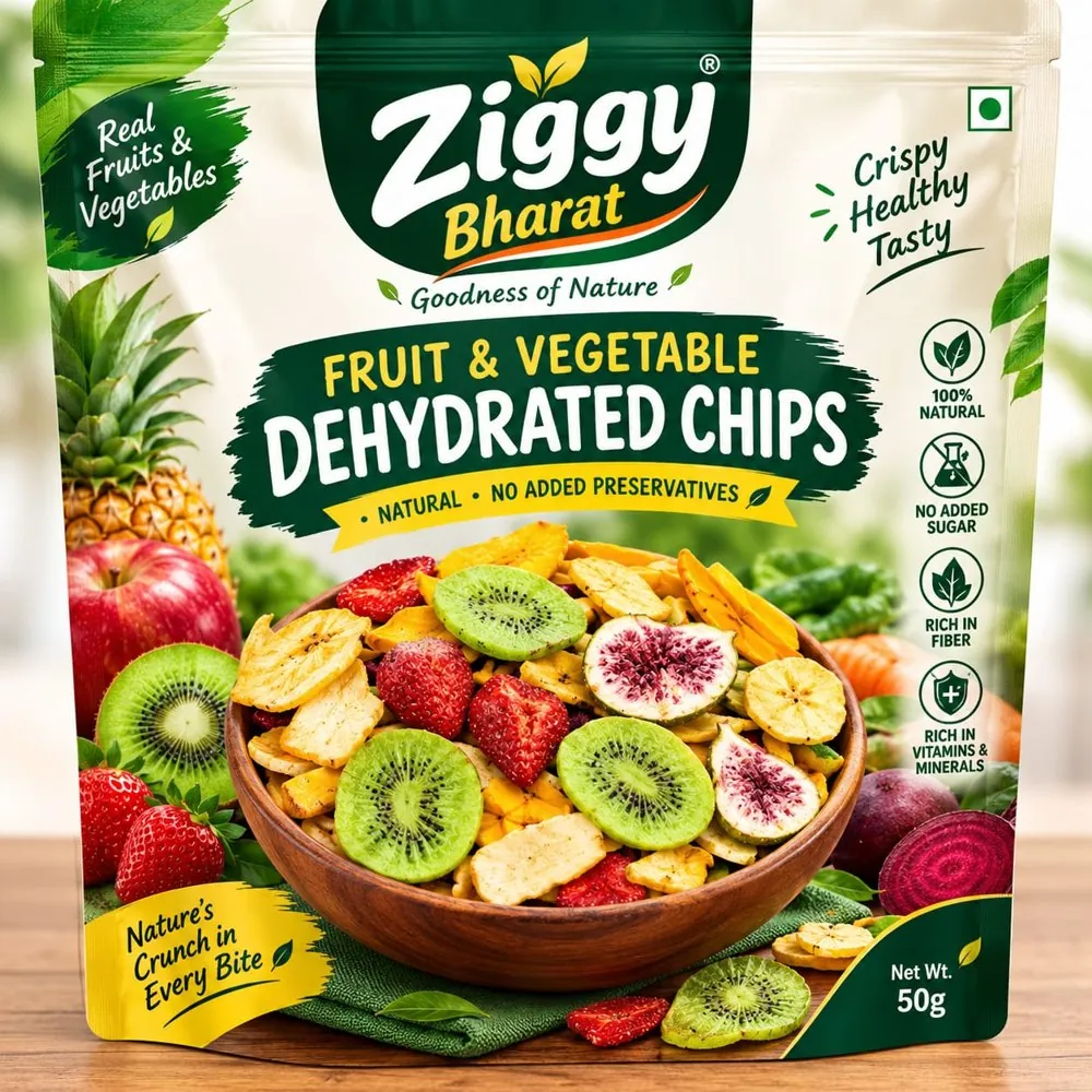 Ziggy Bharat Fruit and Vegetable Dehydrated Chips 50 g pouch
